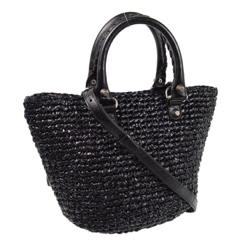 Balenciaga Le Cagole Raffia and Leather Basket Bag | Pre-Owned Luxury Dubai